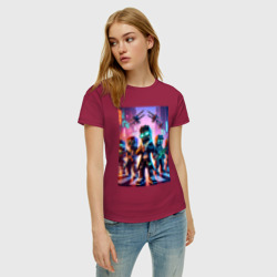 Женская футболка хлопок Майнкрафт и киберпанк - коллаба - фото 2