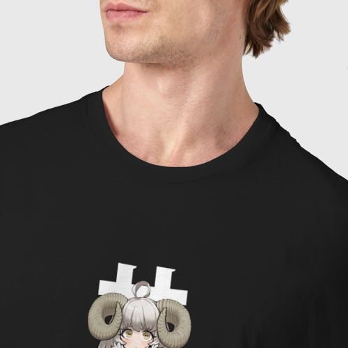 Мужская футболка хлопок Аниме девушка-сатир, цвет черный - фото 6