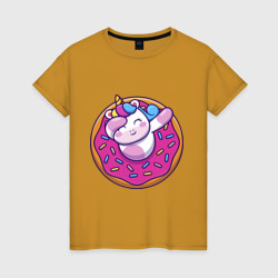 Пончик с единорогом  – Женская футболка хлопок с принтом купить со скидкой в -20%