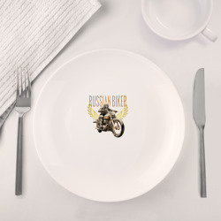 Набор: тарелка + кружка Русский байкер на мотоцикле - фото 2