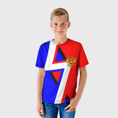 Детская футболка 3D Герб России спортивный стиль, цвет 3D печать - фото 3