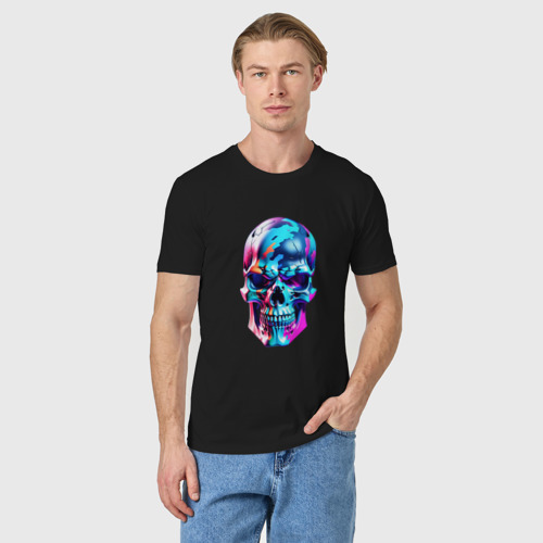 Мужская футболка хлопок с принтом Камуфляжный череп от нейросети, фото на моделе #1