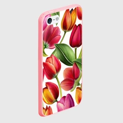 Чехол для iPhone 5/5S матовый Паттерн с тюльпанами - фото 2