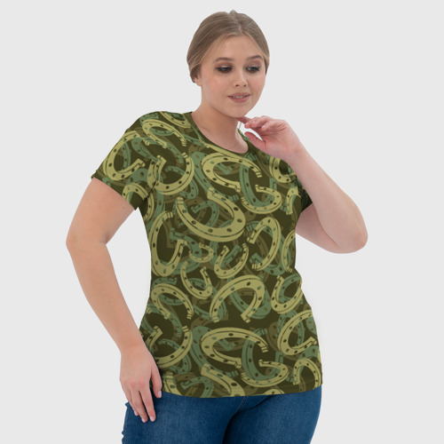 Женская футболка 3D с принтом Подковы - камуфляж, фото #4