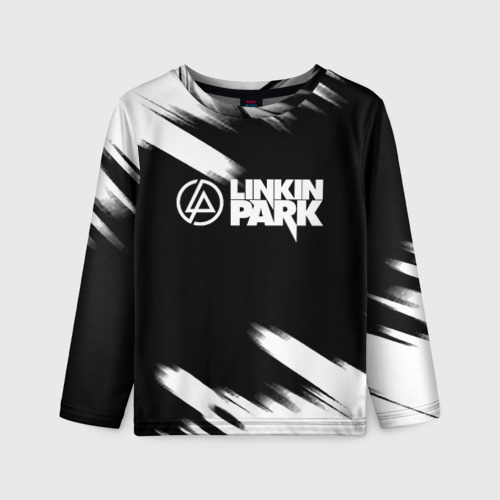 Детский лонгслив 3D с принтом Linkin park рок бенд краски, вид спереди #2