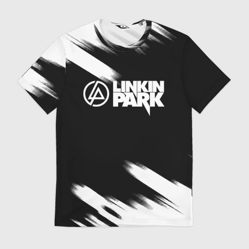 Мужская футболка 3D с принтом Linkin park рок бенд краски, вид спереди #2
