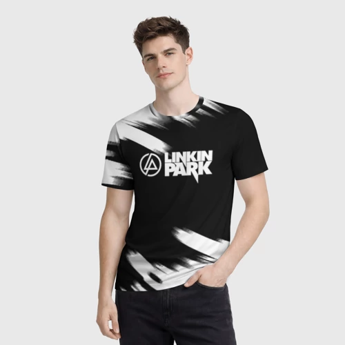 Мужская футболка 3D с принтом Linkin park рок бенд краски, фото на моделе #1