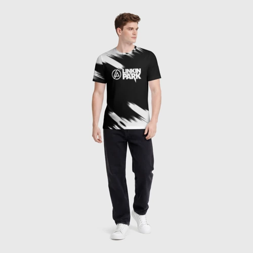 Мужская футболка 3D с принтом Linkin park рок бенд краски, вид сбоку #3