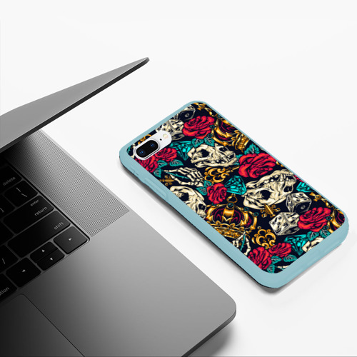 Чехол для iPhone 7Plus/8 Plus матовый Tattoo dice skull, цвет мятный - фото 5