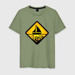 Знаки опасности - осьминог – Мужская футболка хлопок с принтом купить со скидкой в -20%