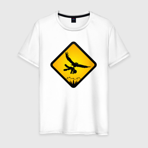 Мужская футболка из хлопка с принтом Знаки опасности- совы, вид спереди №1