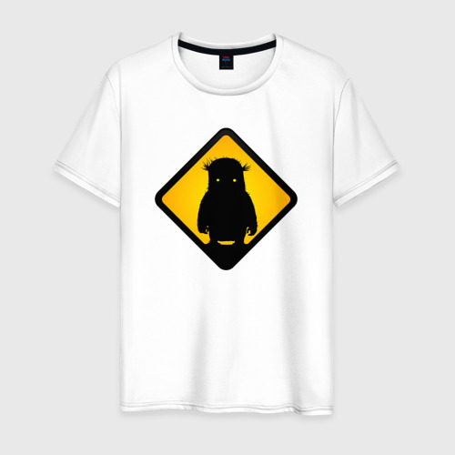 Мужская футболка из хлопка с принтом Знаки опасности - леший, вид спереди №1