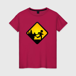 Женская футболка хлопок Знаки опасности- серый волк