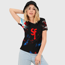 Женская футболка 3D Slim Салли фейс текстура краски - фото 2
