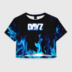 Женская футболка Crop-top 3D Dayz синий огонь лого