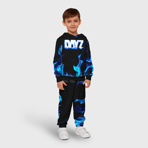 Детский костюм с толстовкой 3D Dayz синий огонь лого, цвет черный - фото 3