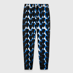 Мужские брюки 3D Чёрно-синие сердечки на белом фоне