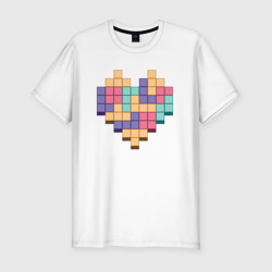 Мужская футболка хлопок Slim Игровое сердце из пикселей