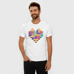 Мужская футболка хлопок Slim Игровое сердце из пикселей - фото 2
