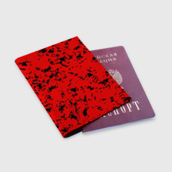Обложка для паспорта матовая кожа Красный с чёрными пятнанами - фото 2