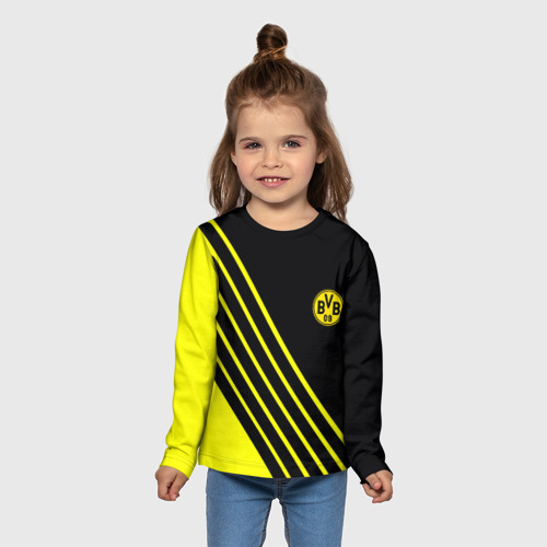 Детский лонгслив 3D с принтом Borussia sport line uniform, вид сбоку #3