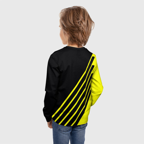 Детский лонгслив 3D с принтом Borussia sport line uniform, вид сзади #2
