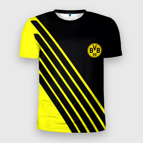 Мужская футболка 3D Slim с принтом Borussia sport line uniform, вид спереди #2