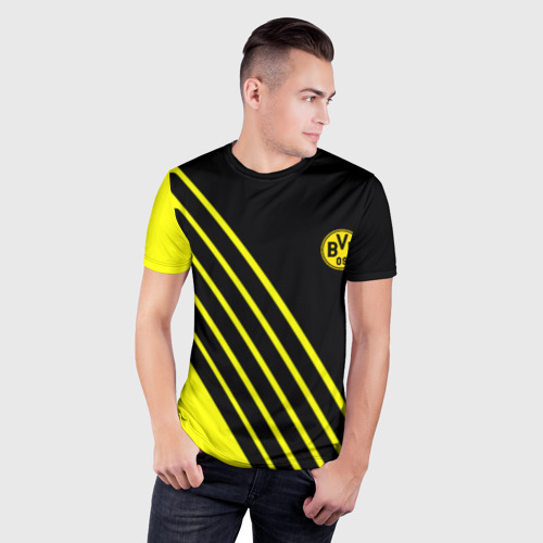 Мужская футболка 3D Slim Borussia sport line uniform, цвет 3D печать - фото 3