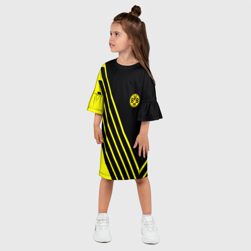 Детское платье 3D с принтом Borussia sport line uniform, фото на моделе #1