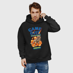 Мужское худи Oversize хлопок Тираннозавр game over - пиксельный конец света - фото 2