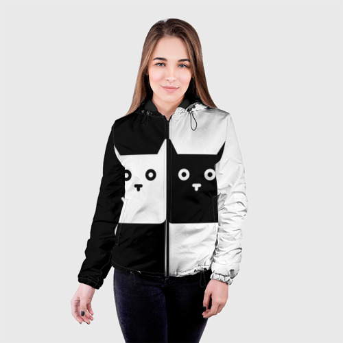 Женская куртка 3D Инь янь из котиков, цвет черный - фото 3