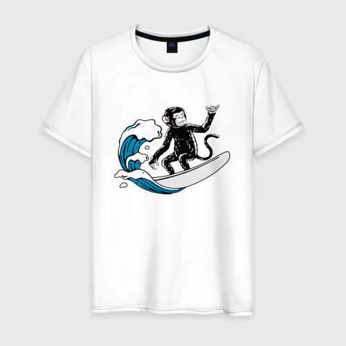 Мужская футболка из хлопка с принтом Monkey vibe, вид спереди №1