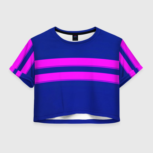 Женская футболка Crop-top 3D Фриск frisk Undertale полосы, цвет 3D печать