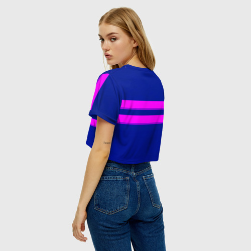 Женская футболка Crop-top 3D Фриск frisk Undertale полосы, цвет 3D печать - фото 5