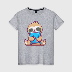 Женская футболка хлопок Ленивец с подушкой