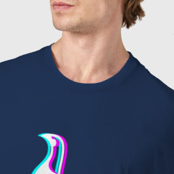 Футболка с принтом Tottenham FC в стиле glitch для мужчины, вид на модели спереди №4. Цвет основы: темно-синий