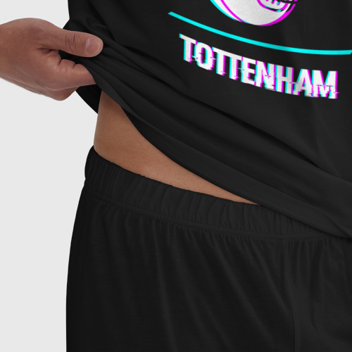 Мужская пижама хлопок Tottenham FC в стиле glitch, цвет черный - фото 6