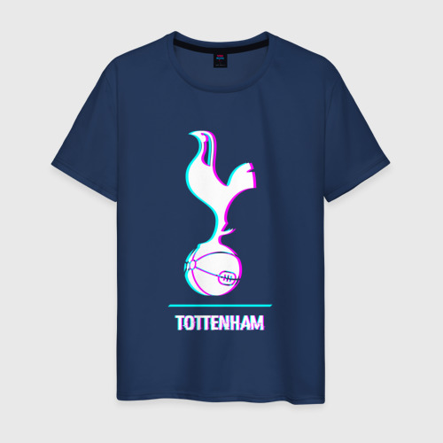 Мужская футболка из хлопка с принтом Tottenham FC в стиле glitch, вид спереди №1