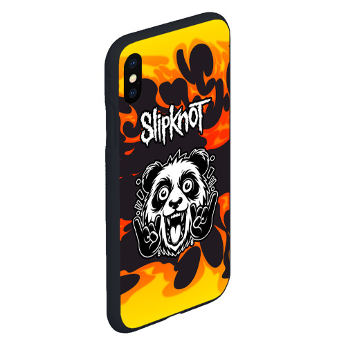 Чехол для iPhone XS Max матовый Slipknot рок панда и огонь - фото 3