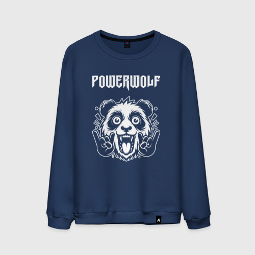 Мужской свитшот хлопок с принтом Powerwolf rock panda, вид спереди #2