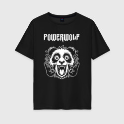 Женская футболка хлопок Oversize Powerwolf rock panda