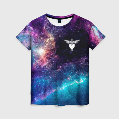 Женская футболка 3D с принтом Bon Jovi space rock, вид спереди #2