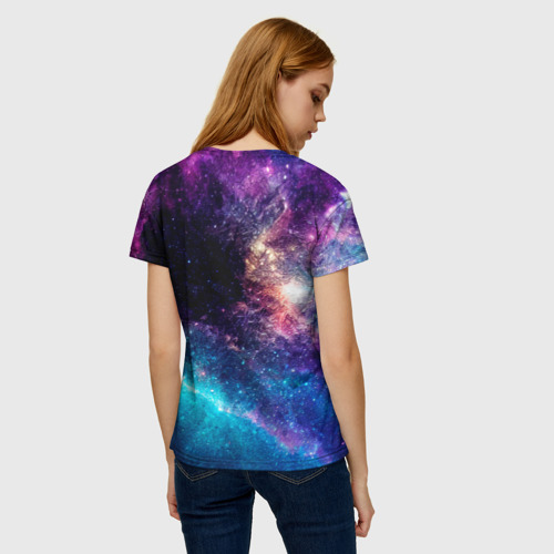 Женская футболка 3D с принтом Bon Jovi space rock, вид сзади #2
