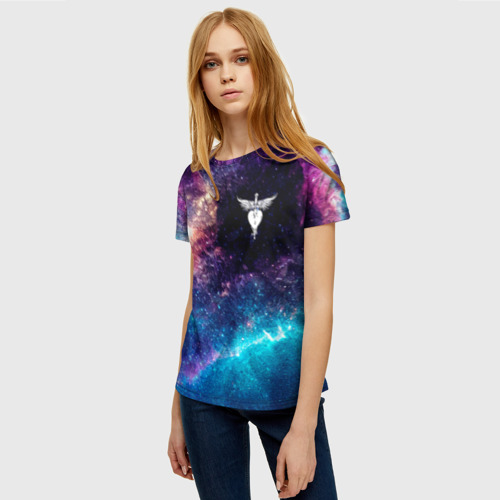 Женская футболка 3D с принтом Bon Jovi space rock, фото на моделе #1