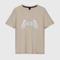 Мужская футболка хлопок Oversize Крылья ангельские 3д