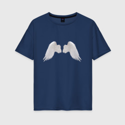 Женская футболка хлопок Oversize Крылья ангельские 3д
