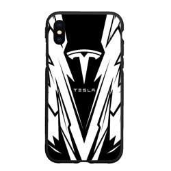 Чехол для iPhone XS Max матовый Tesla - black and white