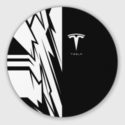 Круглый коврик для мышки Tesla - carbon texture