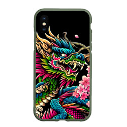 Чехол для iPhone XS Max матовый Irezumi - Japanese dragon ai art