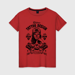 Custom tattoo saloon  – Женская футболка хлопок с принтом купить со скидкой в -20%